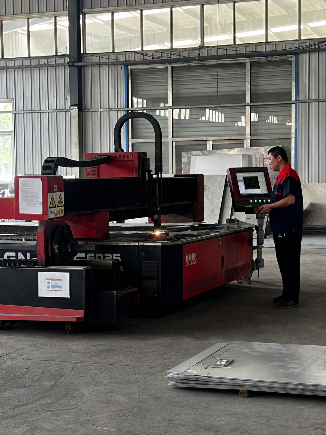 CNC laser cutting operation