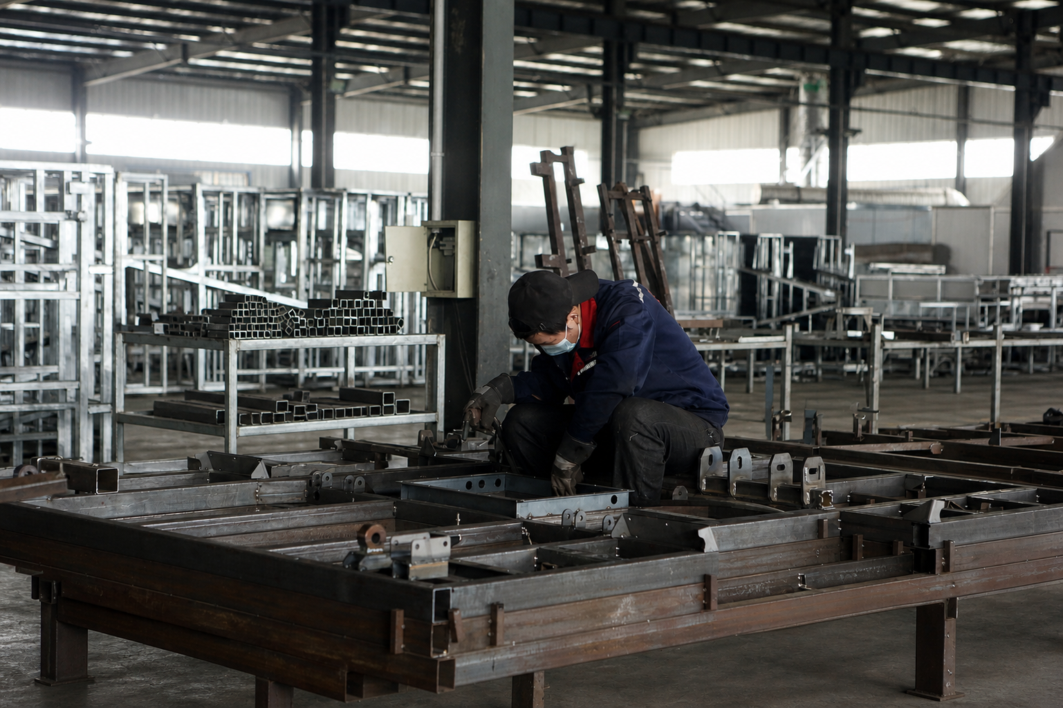 Chassis assembly work at AOZI factory