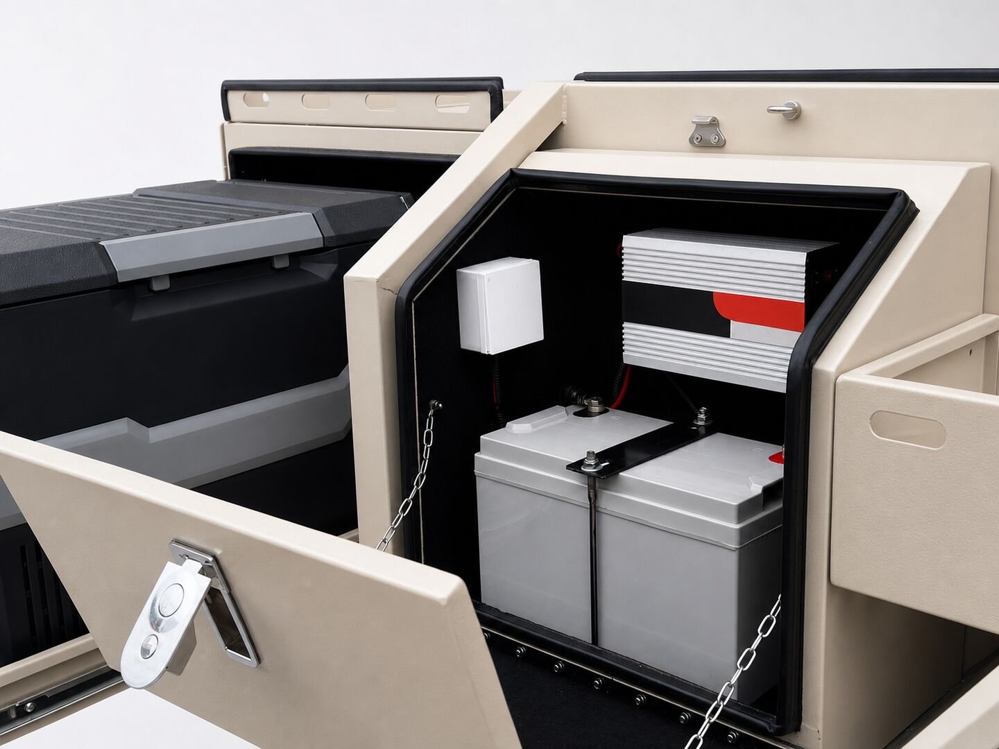 Storage body, compartments, fridge, power, chassis and suspension details 13