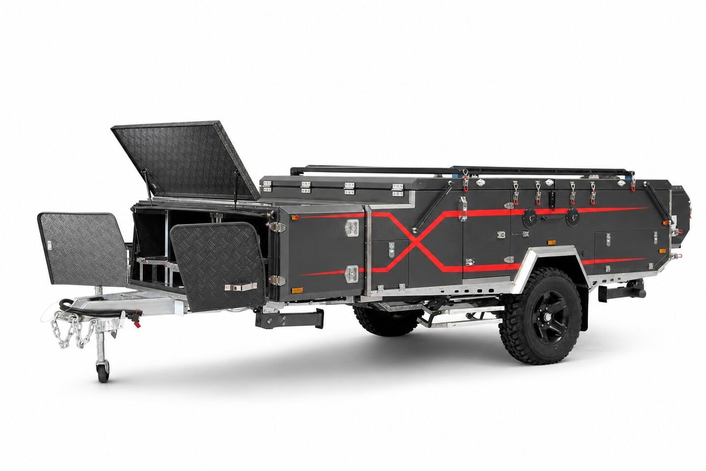 Vehicle, tent body, storage, chassis, interior and towing details 21