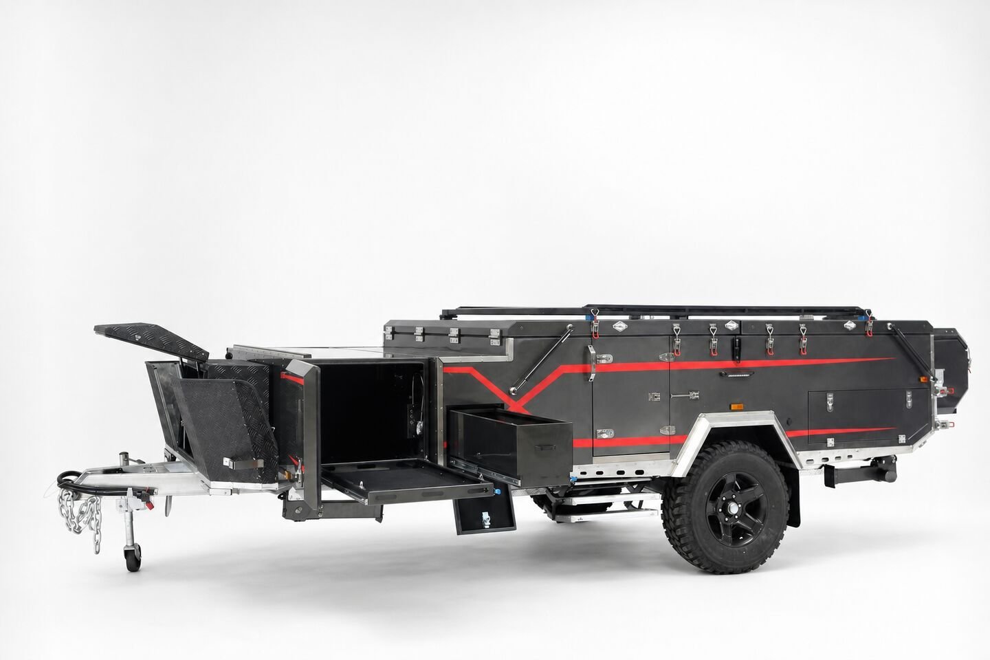 Vehicle, tent body, storage, chassis, interior and towing details 29