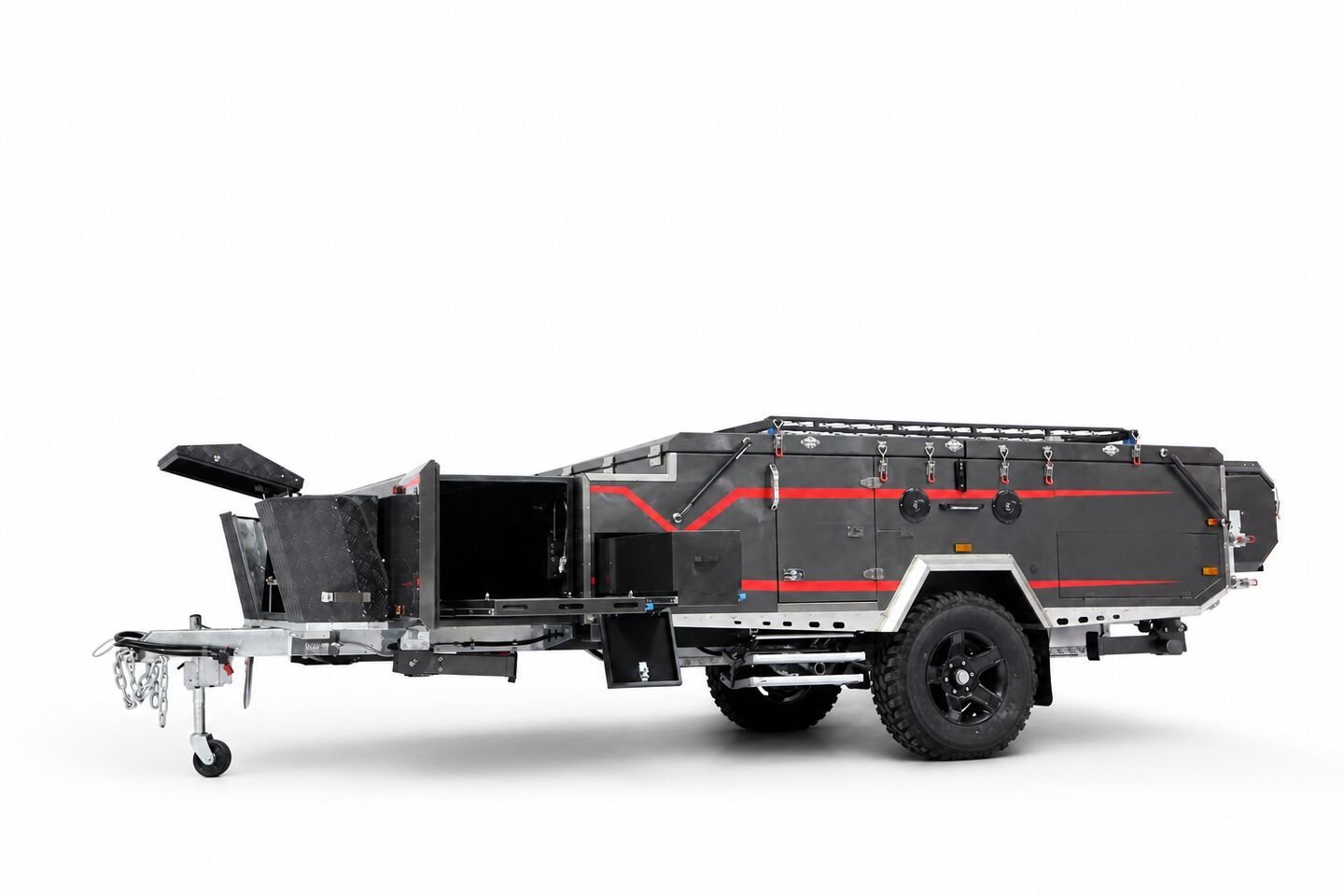 Vehicle, tent body, storage, chassis, interior and towing details 36