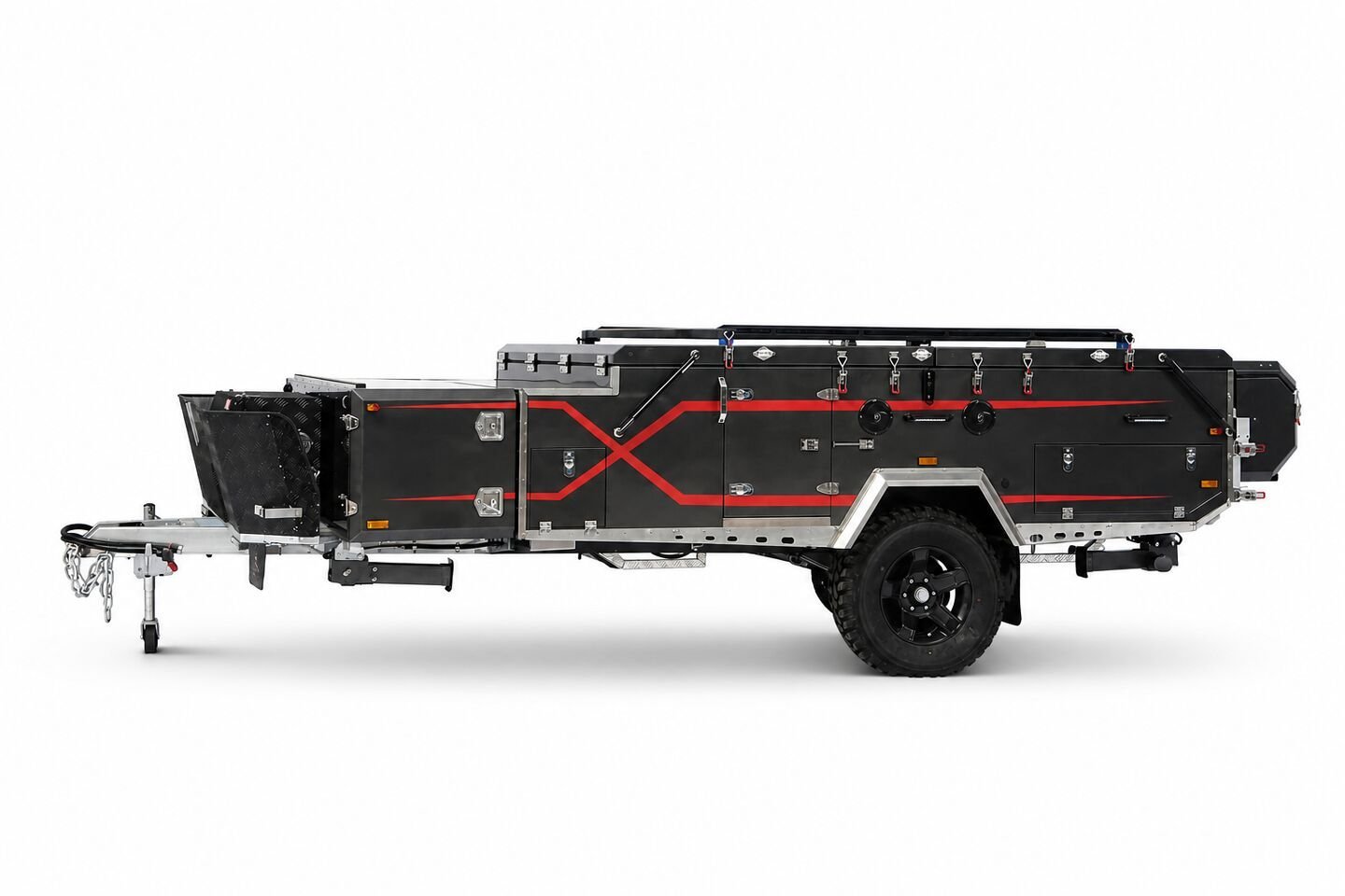 Vehicle, tent body, storage, chassis, interior and towing details 38