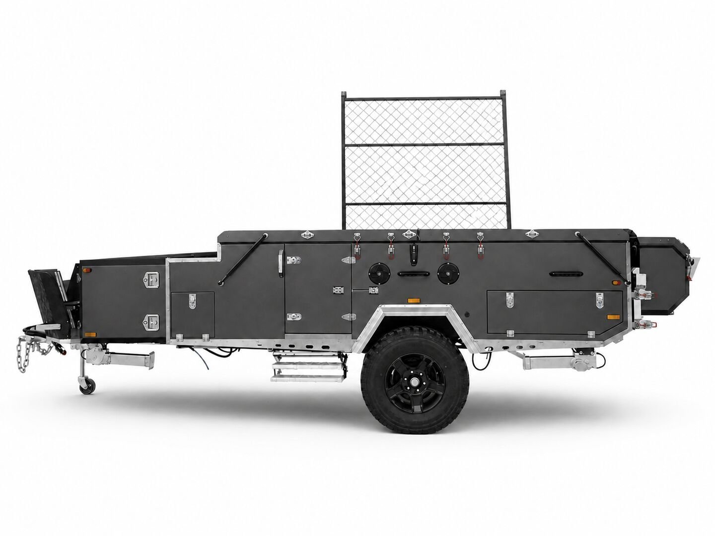 Vehicle, tent body, storage, chassis, interior and towing details 57