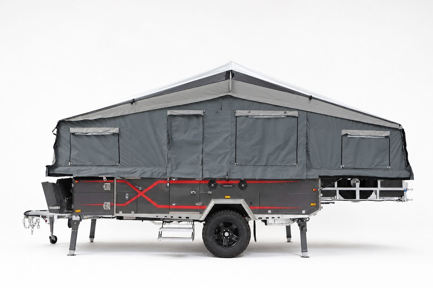 Vehicle, tent body, storage, chassis, interior and towing details 77