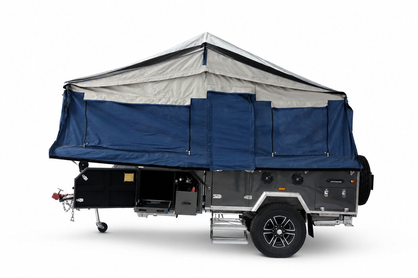 Vehicle, tent body, storage, chassis and towing details 1