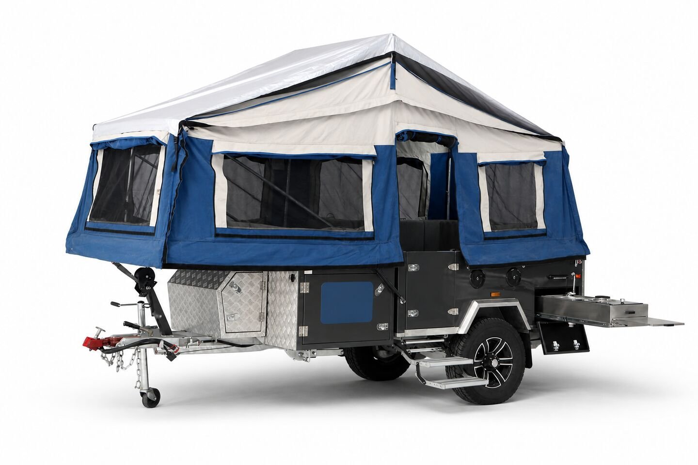 Vehicle, tent body, storage, chassis and towing details 8