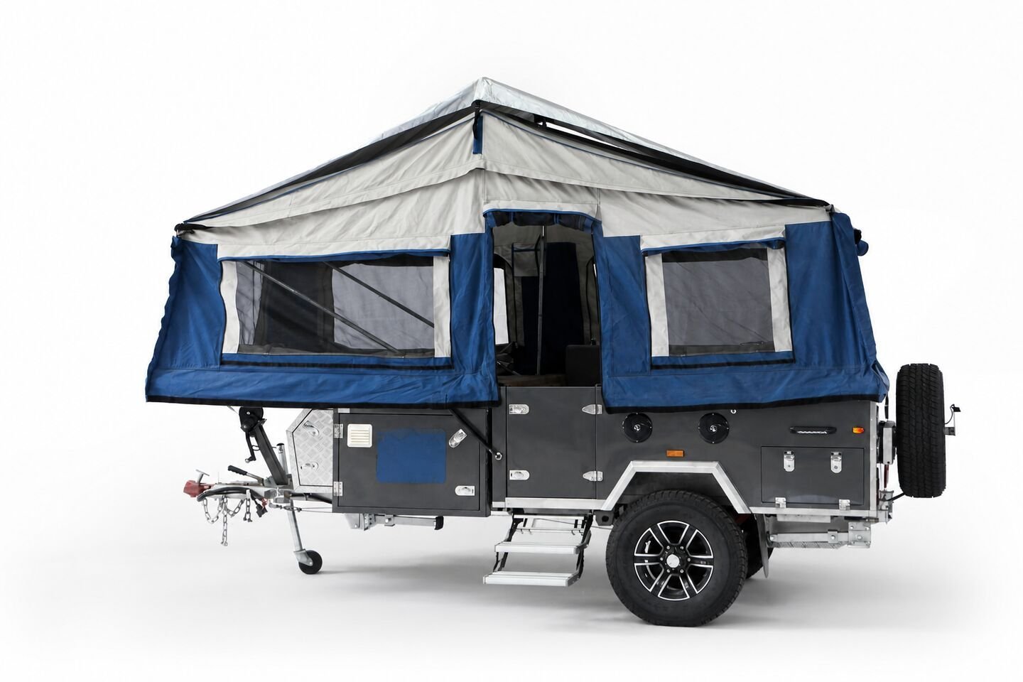 Vehicle, tent body, storage, chassis and towing details 12