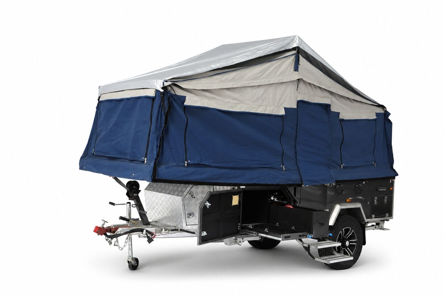 Vehicle, tent body, storage, chassis and towing details 34