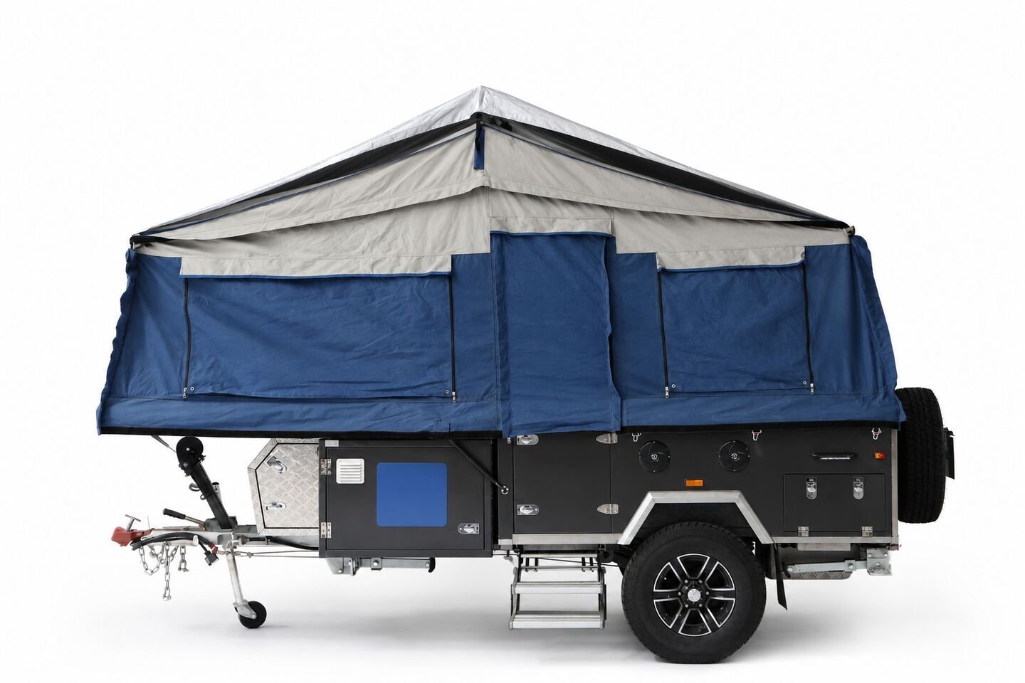 Vehicle, tent body, storage, chassis and towing details 35