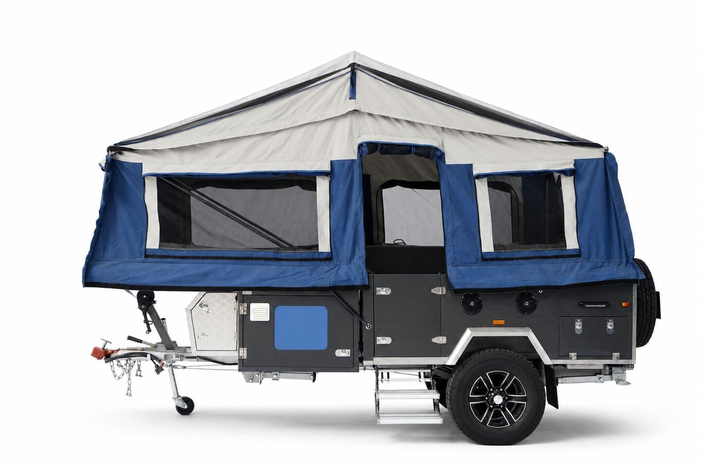 Vehicle, tent body, storage, chassis and towing details 38