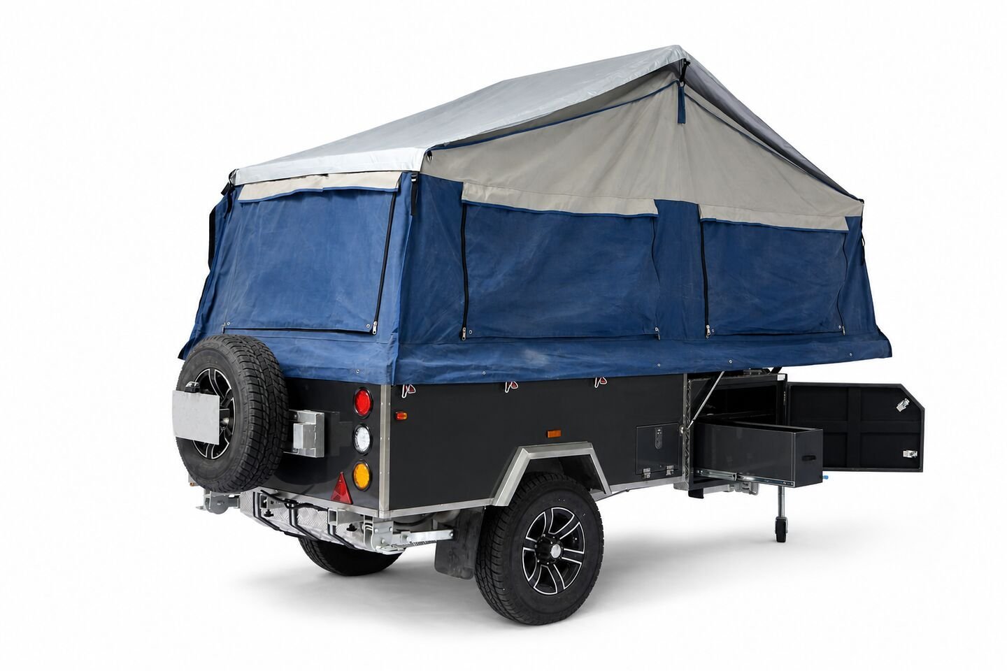 Vehicle, tent body, storage, chassis and towing details 45