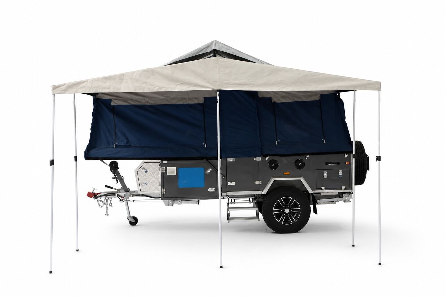 Vehicle, tent body, storage, chassis and towing details 48
