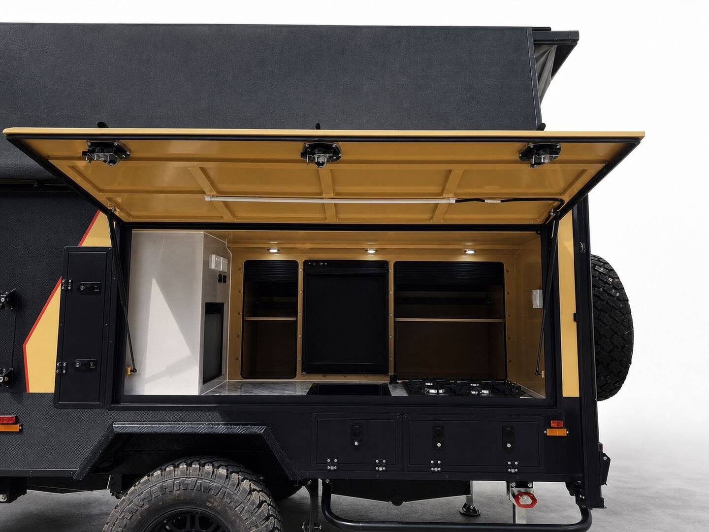 Vehicle, front box, kitchen, water, chassis and interior details 8