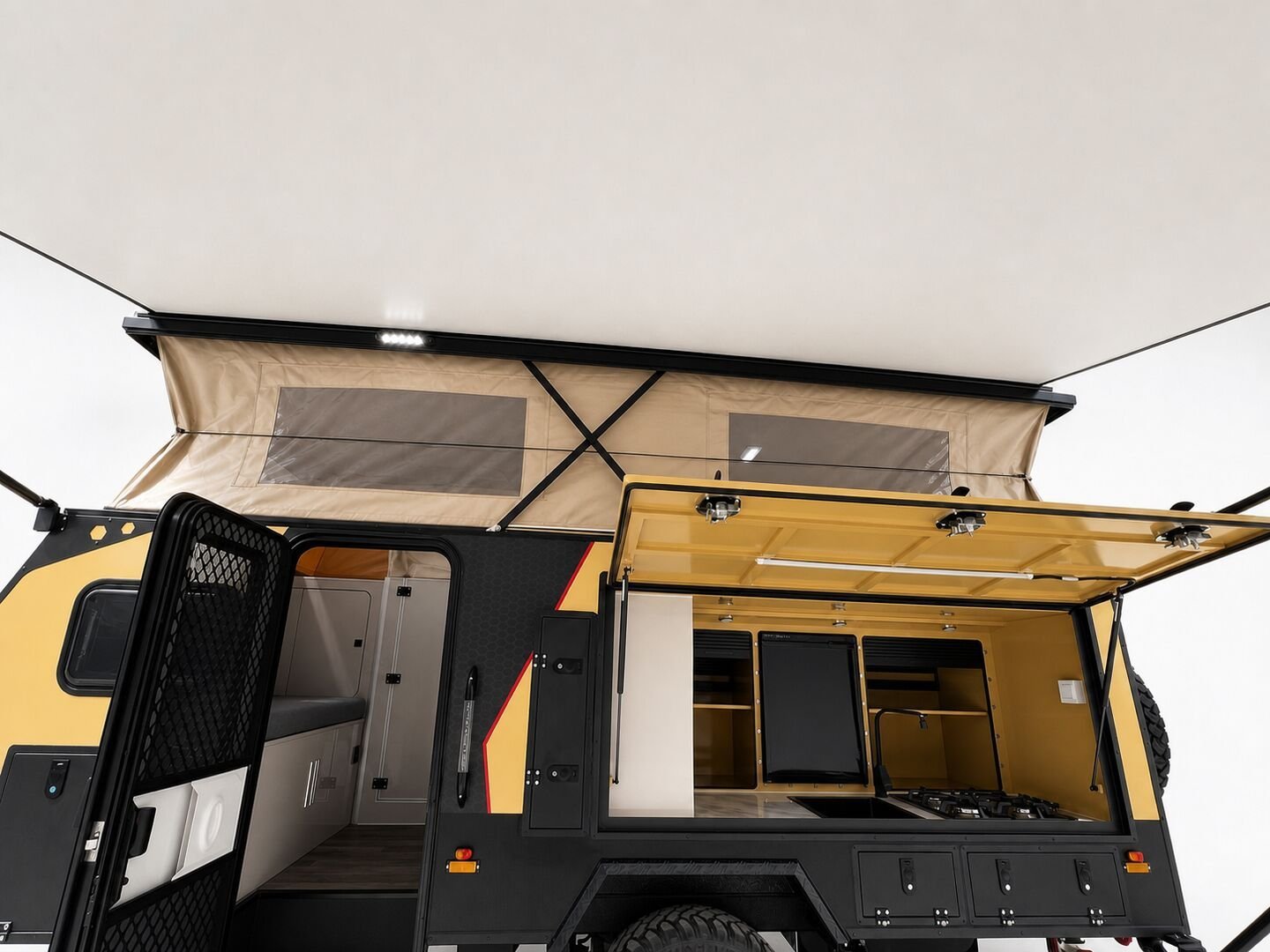 Vehicle, front box, kitchen, water, chassis and interior details 13