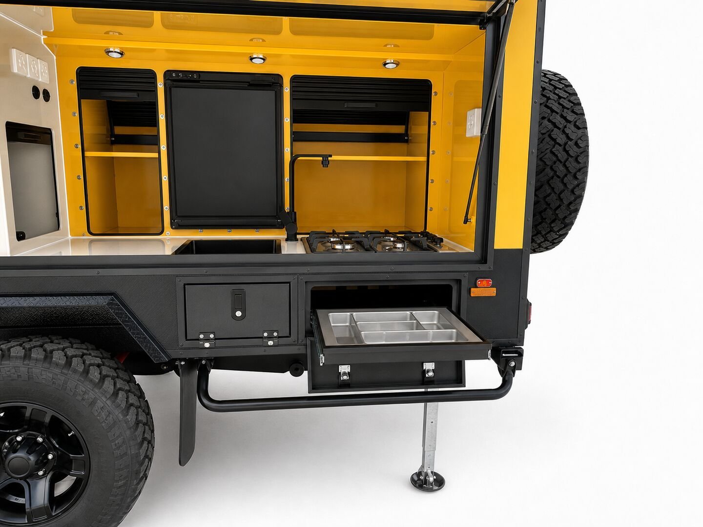 Vehicle, front box, kitchen, water, chassis and interior details 41