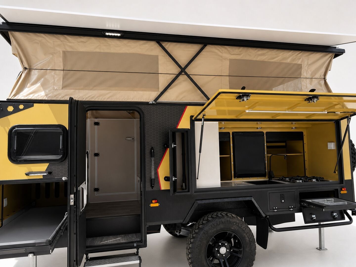 Vehicle, front box, kitchen, water, chassis and interior details 78