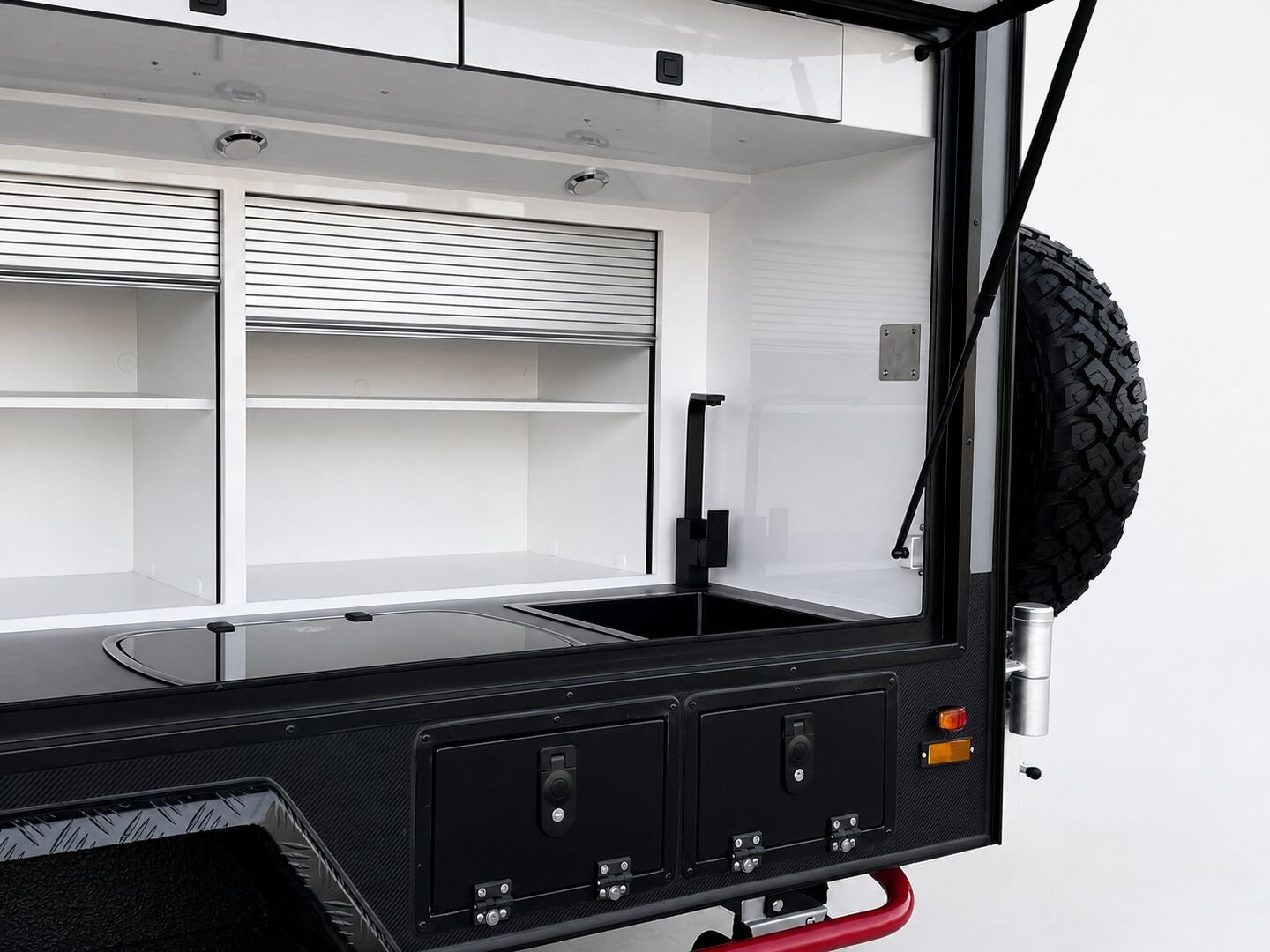 Vehicle, exterior kitchen, spare tyres, interior and control-system details 5