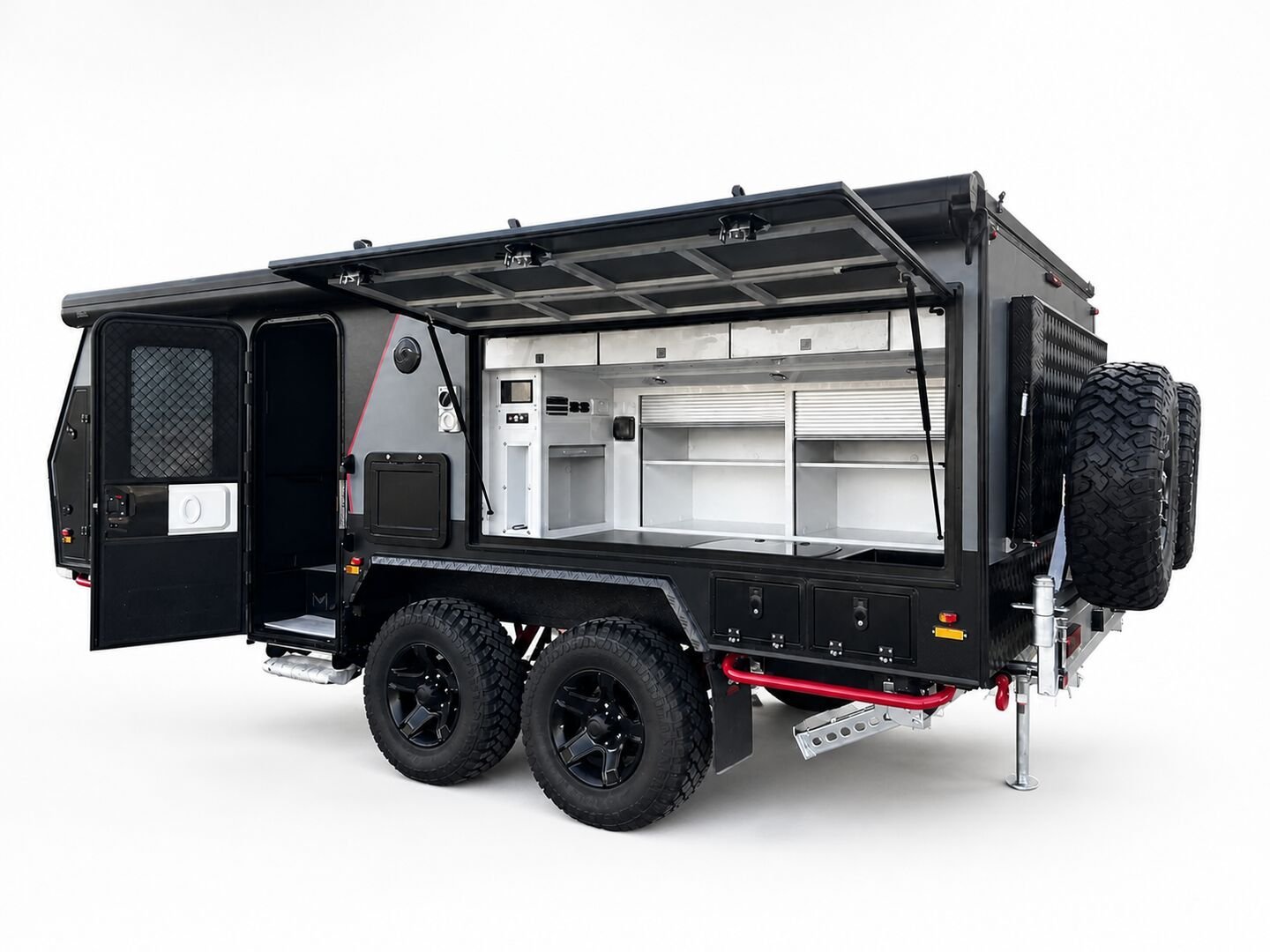 Vehicle, exterior kitchen, spare tyres, interior and control-system details 9