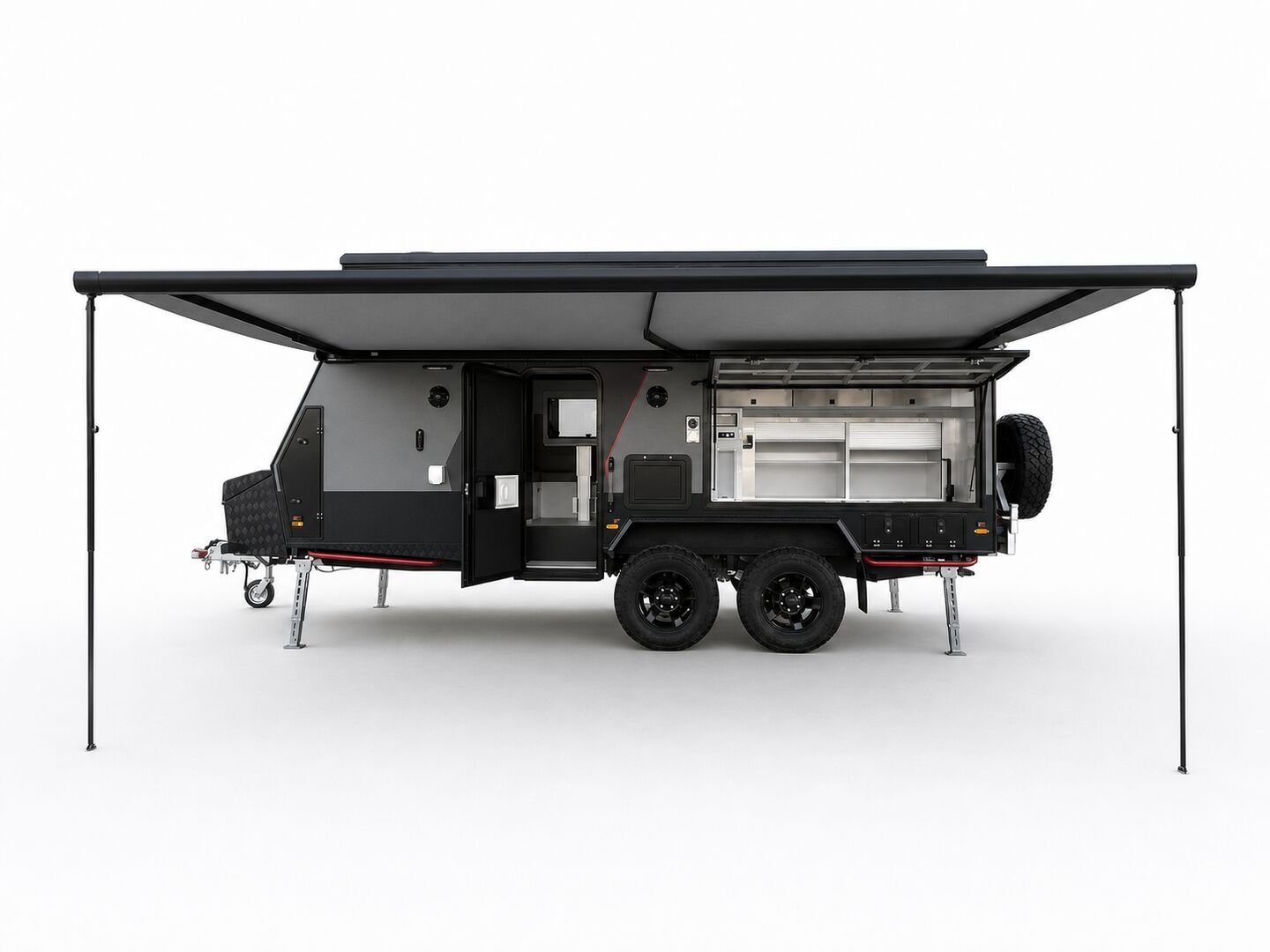 Vehicle, exterior kitchen, spare tyres, interior and control-system details 14
