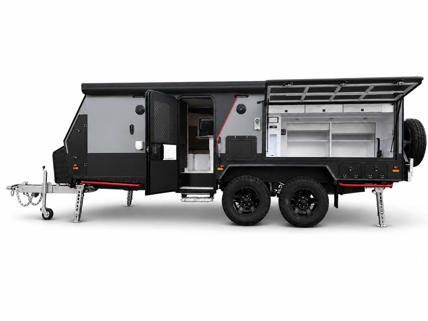 Vehicle, exterior kitchen, spare tyres, interior and control-system details 25