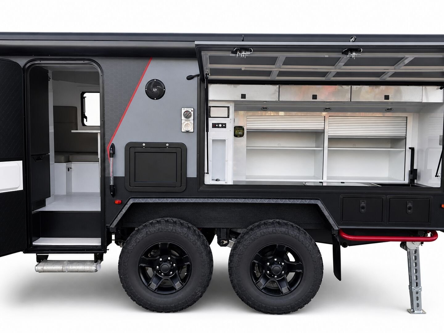 Vehicle, exterior kitchen, spare tyres, interior and control-system details 31