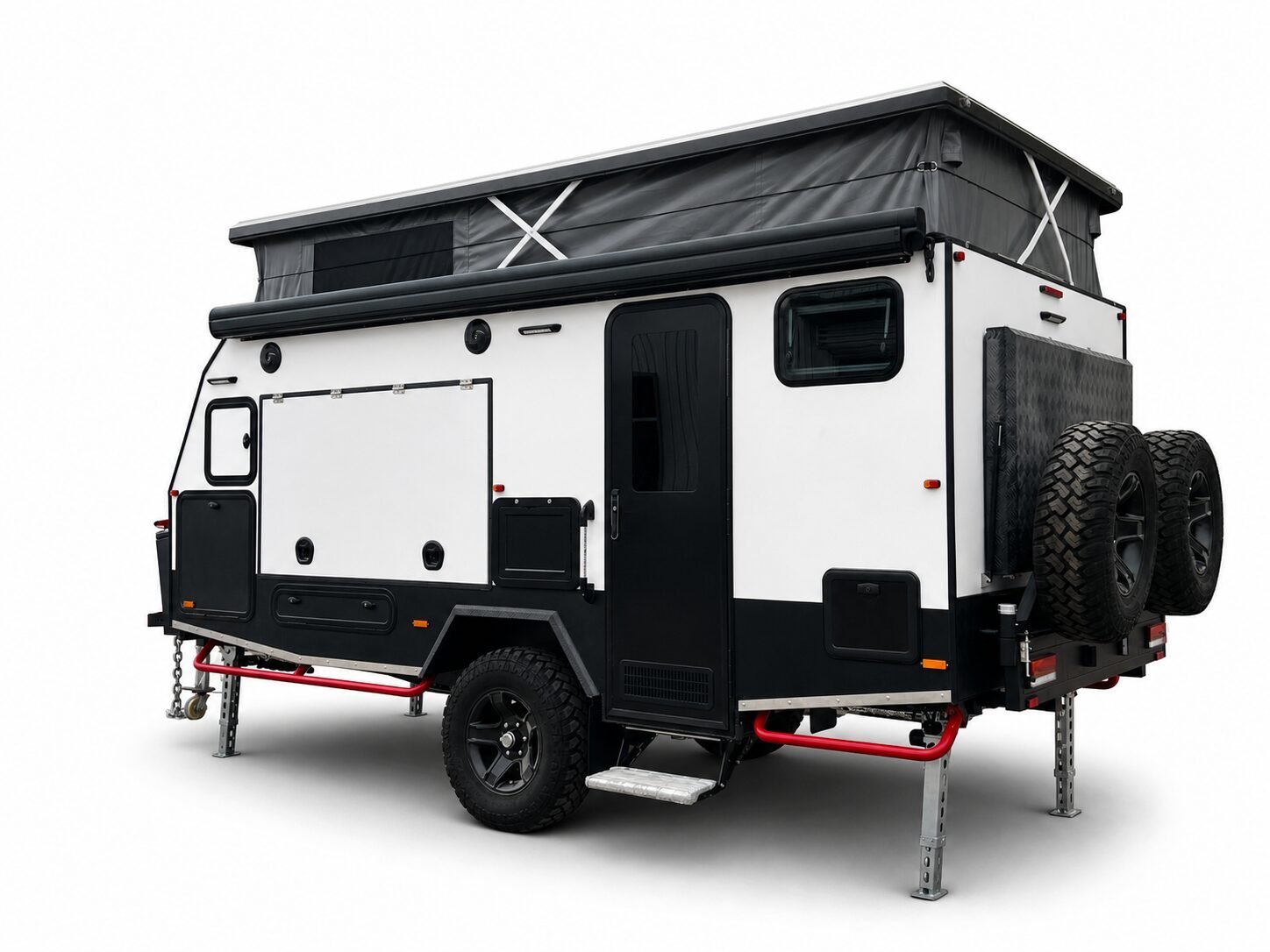 15 foot hybrid caravan rear three quarter view