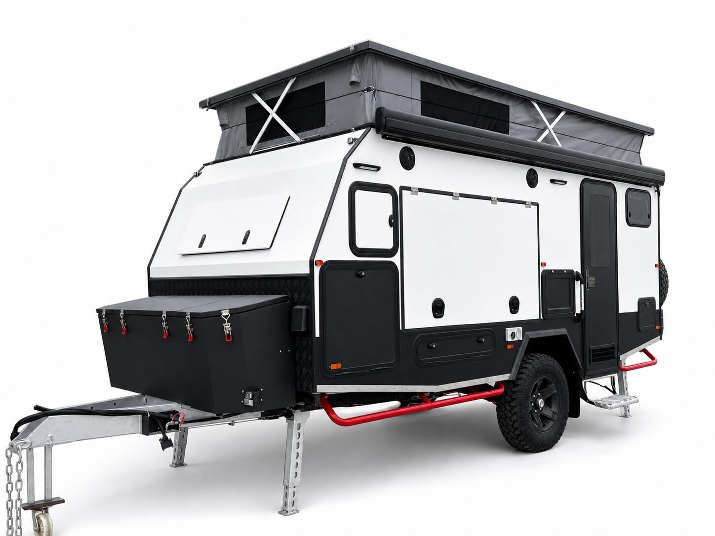 15 foot hybrid caravan front three quarter view