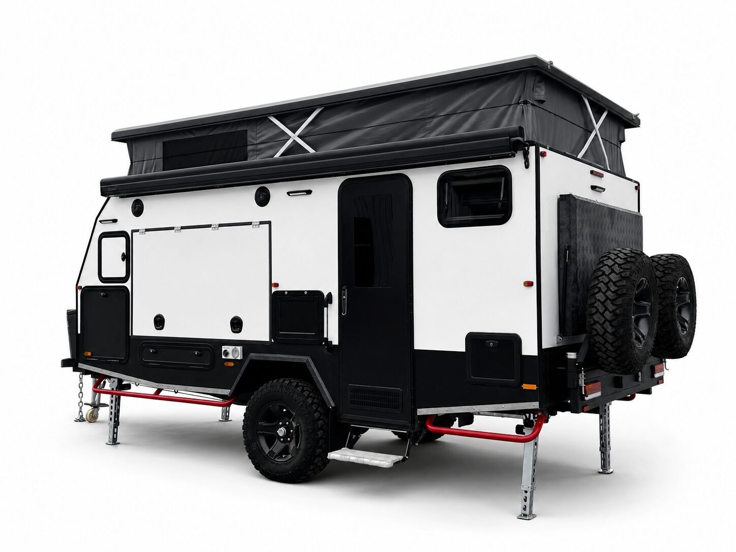 15 foot hybrid caravan raised roof rear angle